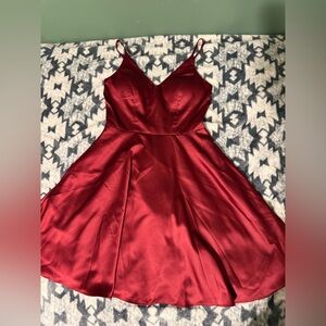 B Darlin Rich Red Satin Dress